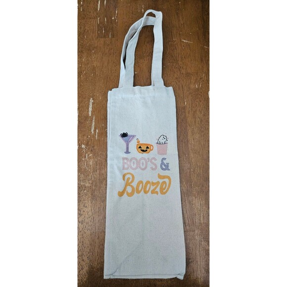 Gift Bag Halloween Party Decor 100% Cotton Boos & Booze Made in India Boho - Picture 1 of 5